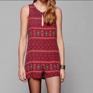 Coincidence & Chance for Anthropologie Aztec Red Sleeveless Romper Size 4